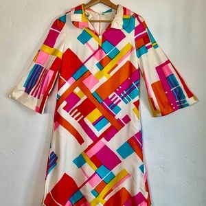 Multi Color 80s Collar Sheath Dress